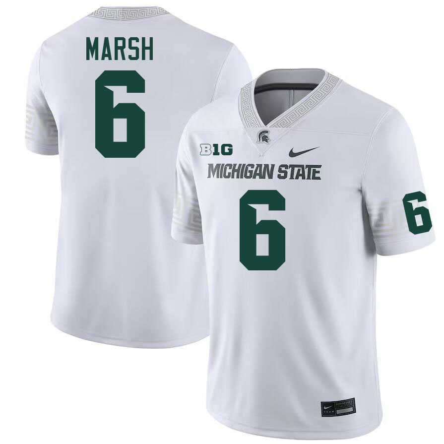 Michigan State Spartans #6 Nick Marsh College Football Jerseys Stitched-White